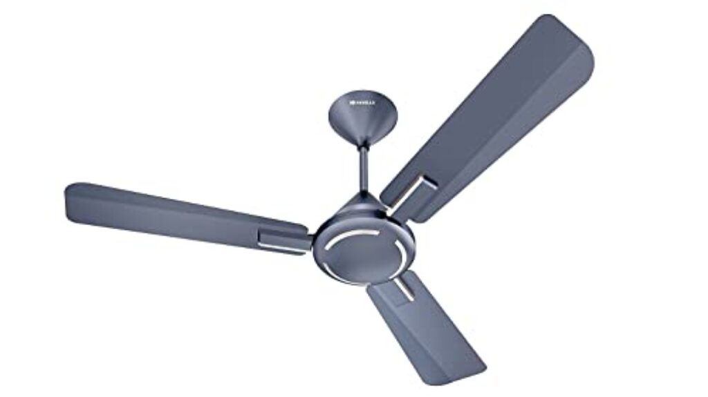 Havells 1200mm Ambrose ES Ceiling Fan|Premium Finish, Decorative Fan, Elegant Look, High Air Delivery, Energy Saving, 100% Pure Copper Motor|2 Year Warranty by Brand|(Pack of 1, Nickel Saphire) 1 Star