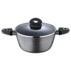 Bergner Orion NonStick 24 cm Casserole/Soup Pot, Glass Lid, 3.9 L Capacity, for Biryani/Pulao, Textured Soft Touch Handles, Granite Finish, Induction Bottom, 1-Year Warranty by Bergner