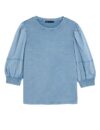 Marks & Spencer Pure Cotton Crew Neck Volume Sleeve Top T411498CGREY Blue (8)