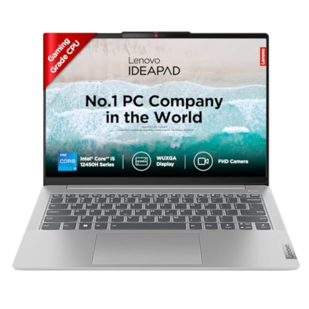 Lenovo IdeaPad Slim 3 12th Gen Intel Core i5-12450H 14" (35.5cm) FHD 250 Nits Thin & Light Laptop (8GB/512GB SSD/Win 11/Office 2021/Alexa Built-in/3 Month Game Pass/Arctic Grey/1.37Kg), 83EQ0063IN