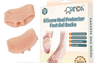 OANDA Silicone Gel Half Toe Sleeve Anti-Skid Forefoot Soft Pads for Pain Relief heel front socks silicone Heel Protector foot Gel Socks for Repair Dry Cracked Skins(DOT HEEL)
