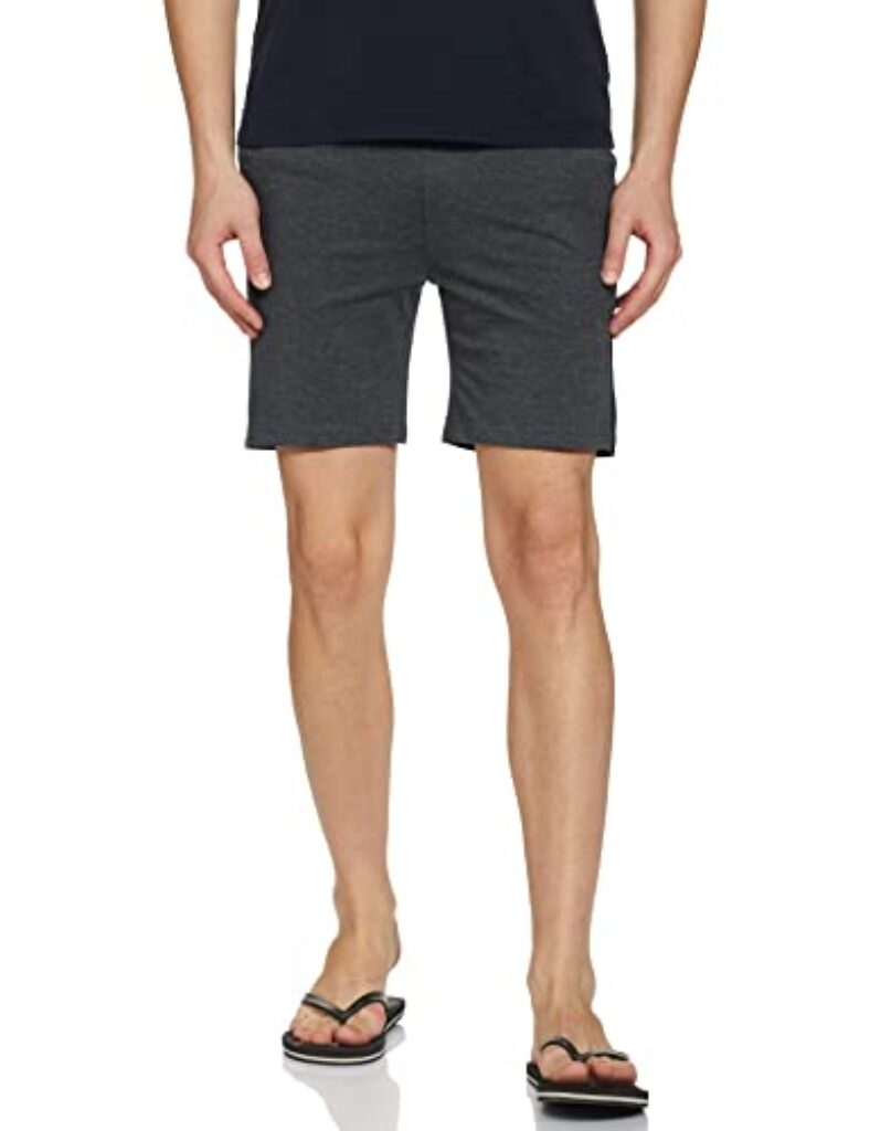 Lawman PG3 Men's, Lounge Wear,Pure Cotton,Solid,Regular Fit,Dark Grey,Knitted,Shorts (LAW-SH-002-CT_Anthra Melange/Navy Blue_Small)