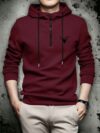 INDICLUB Full Sleeve Self Design Men Sweatshirt