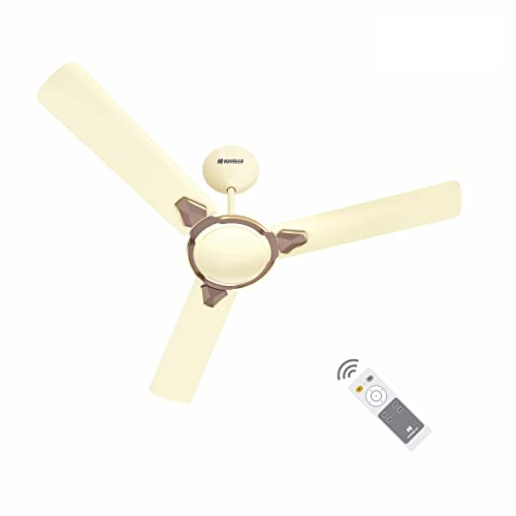 Havells 1200Mm Equs Bldc Motor Ceiling Fan|5 Stars With Rf Remote, 100% Copper,Upto 57% Energy Saving|Eco Active Technology, Flexible Timer Setting, Memory Backup|(Pack Of 1, Bianco Bronze)