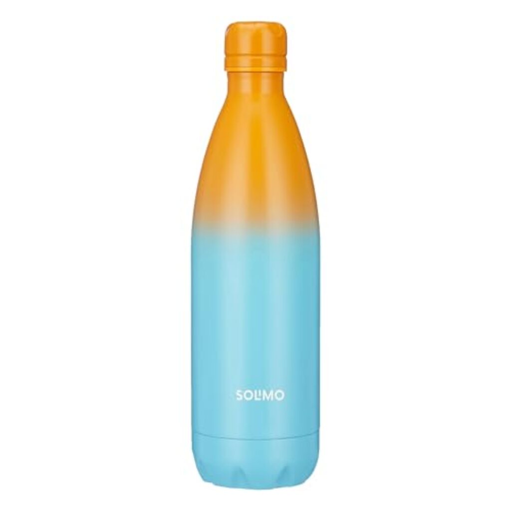 Amazon Brand - Solimo Stainless Steel Insulated Cola Dual Colour Bottle (1000ml) | Superior Durability | 100% Food-Safe | Leak Proof | BPA-Free Cap (Orange & Blue)