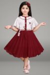 Tisha Fashions Girls Below Knee Party Dress(Maroon, Fashion Sleeve)
