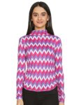 Max Women Geometric Printed Crop Top with Ruching (RET05PURPLE)_S