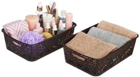Amazon Brand – Solimo Royal Multipurpose Storage Basket – Medium (Set Of 2, Brown), Mesh, Rectangular