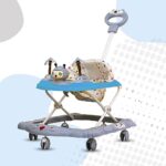 Evoshine Baby Ginger Walker – Foldable Design with Parent Handle Rod & Big Comfortable Seat Cushion for Babies 6-18 Months – Perfect Baby Toy and Walking Support for Boys & Girls (Blue)