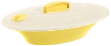 Home Signoraware Plastic Oval Server with Cover, Lemon Yellow