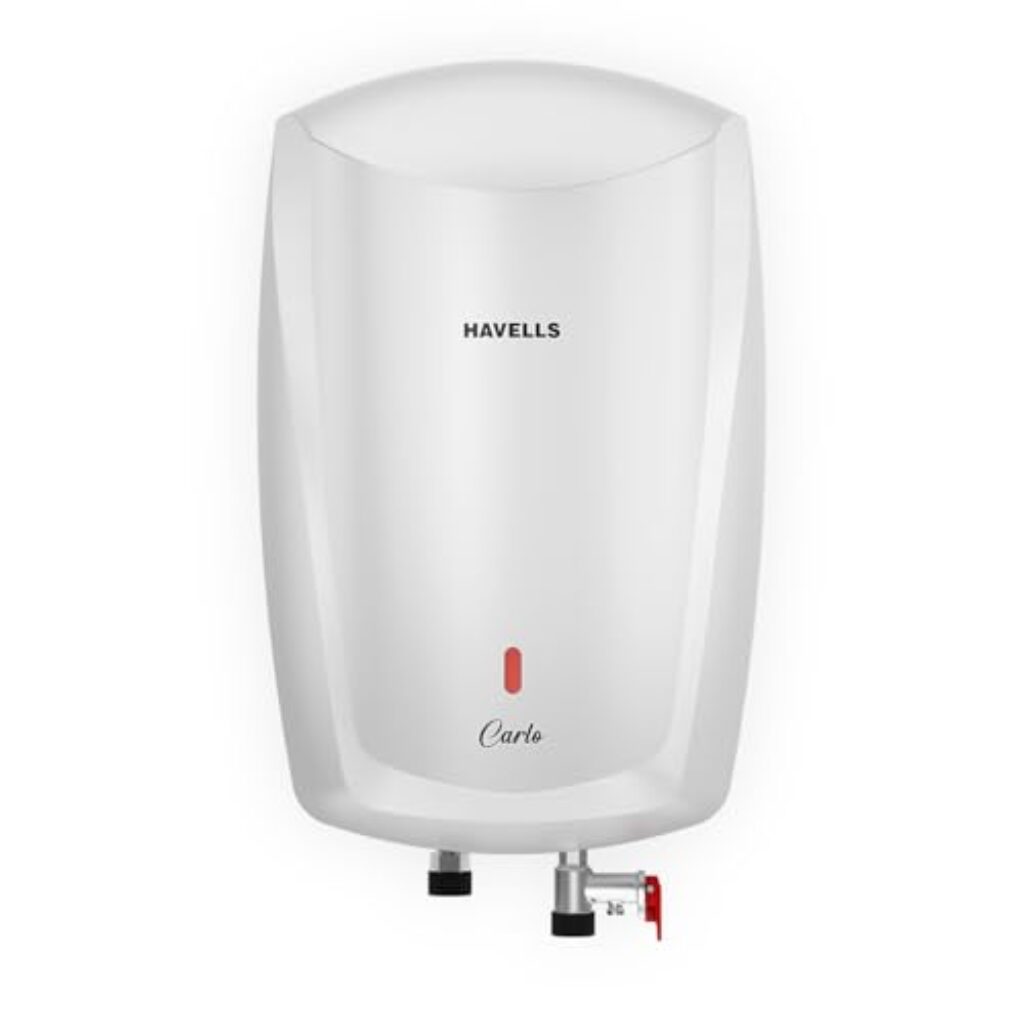 Havells Carlo 5 Litre Instant Water Heater | Color Changing LED Indicator, Rust and shock proof, ISI Certified | Fire retardant power cord; Warranty: 5 Yr on inner tank & 2 Yr comprehensive | (White)