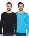 Amazon Brand – Symbol Men’s Solid Regular T-Shirt (Pack of 2) (SS19MNTEE04-3_Black & Blue Lagoon_XL)