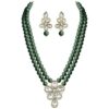 Peora Gold Plated Crystal Pearl Long Necklace with Drop Earrings Traditional Ethnic Jewellery Set for Women