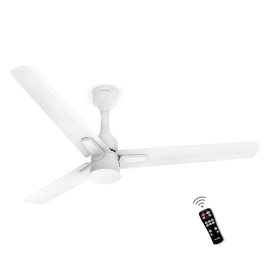 Polycab Silencio Mini DLX 1200mm 5-Star Advanced BLDC, Remote Ceiling fan for home|High Air Delivery, 25 Speed Setting, Sleep Mode, Reverse Rotation, Free Installation|3+1 Years Warranty【Satin White】