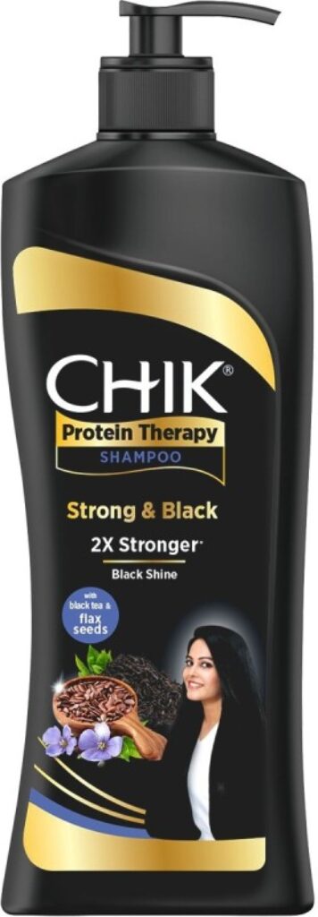 Chik Protein Therophy Strong & Black Shampoo With Black Tea & Flax Seeds(340 ml)