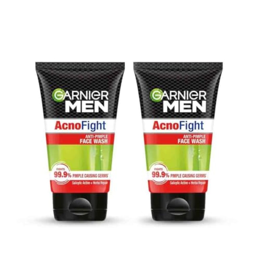 Garnier Men, Anti-Pimple Face Wash, Repairs Skin & Balances Oils, AcnoFight, 100 g (Pack of 2)