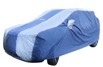 Amazon Brand – Solimo UV Protection & Dust Resistant Car Cover for Kia Seltos (Blue & Silver)