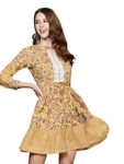 ishin Women’s Yellow Embellished Floral Dress