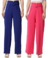 KOTTY Pack of 2 Women Flared Fit Multicolor Viscose Rayon Trousers