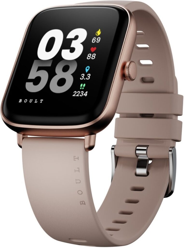 Boult Cosmic 1.69 inch Display, Complete Health Monitoring, Multiple Watch Faces, IP67 Smartwatch(Rose Gold Strap, Free Size)