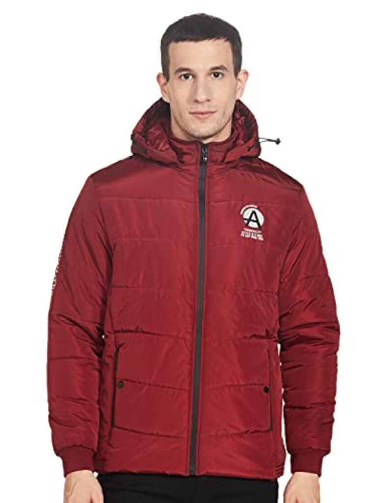 Cazibe Men Nylon Standard Length Jacket (14742BT_Maroon_Medium)