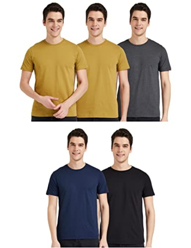 Amazon Brand - Symbol Men's Solid Regular Fit T-Shirt (Pack of 5) (AW17PLPO5-3_Multicolor12 S)