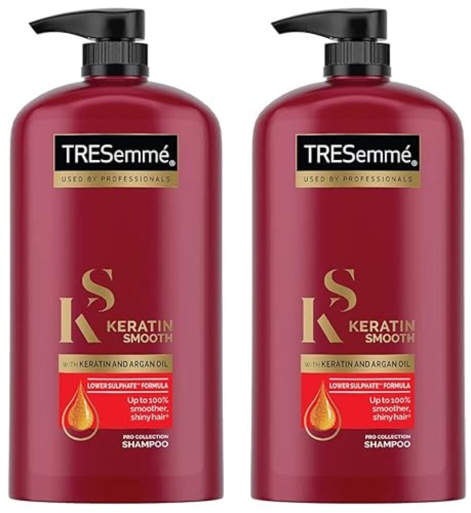 TRESemme Keratin Smooth Shampoo 1 L, With Keratin & Argan Oil for Straighter, Shinier Hair - Nourishes Dry Hair & Controls Frizz, For Men & Women (Pack of 2)