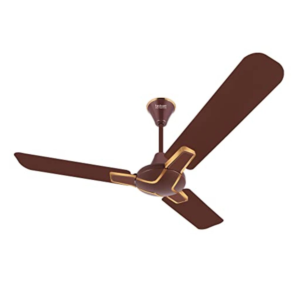 Hindware Smart Appliances Alita Bakers Brown 1200MM Ceiling Fan for Home Star Rated 380 RPM Energy Efficient High-Speed Air Delivery 47W Copper Motor with 3 Alumimium Aerodynamic blade