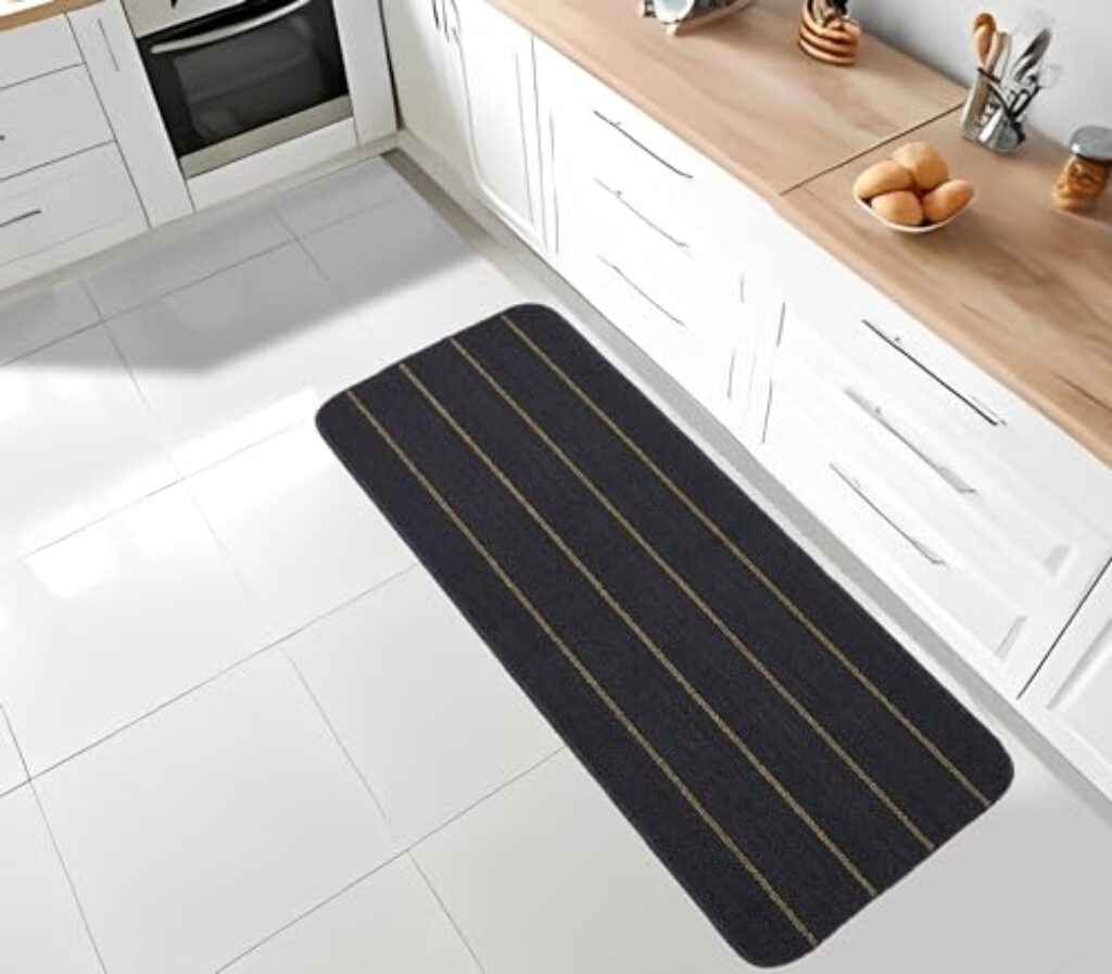 Status Contract Polypropylene Striped Anti Skid Runner for Living Area | Rug for Bedroom |Rug for Dining Table Rug for Floor with Anti Slip Backing(Dark Grey, 45X120 cm)