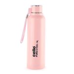 CELLO Puro Steel-X Benz 900 | Leak Proof| Wide Mouth & Easy to Open | Insulated Inner Steel Water Bottle | Perfect for Staying hydrated at The School,College, Work | 730ml | Pink