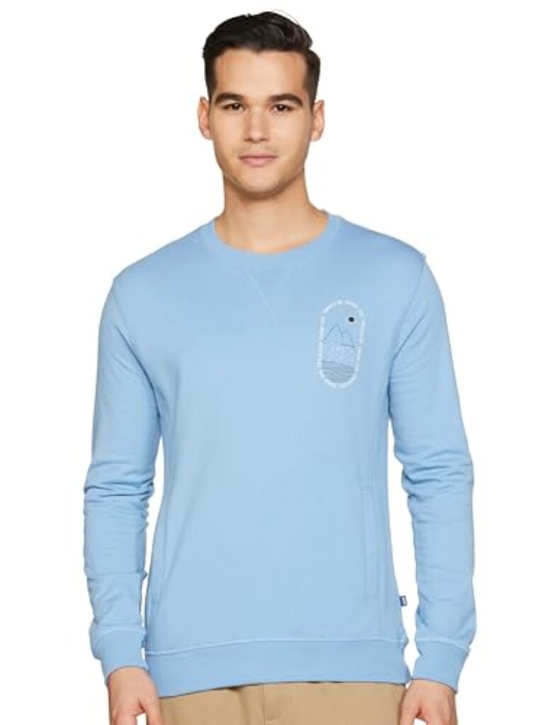 Amazon Brand - INKAST Men's Cotton Blend Crew Neck Sweatshirt Glacier,Road XL