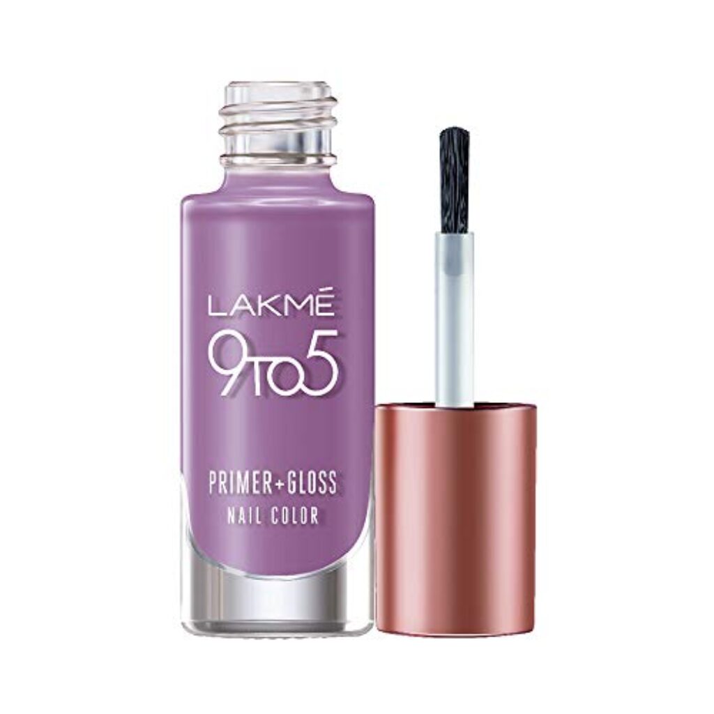 Lakmé 9 to 5 Primer + Gloss Nail Colour, Lilac Link, 6 ml