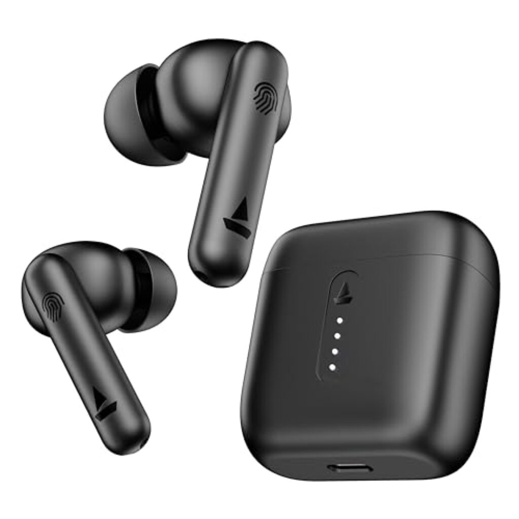 boAt Airdopes 141 Bluetooth Truly Wireless in Ear Ear Buds w/ 45H Playtime,Low Latency Mode for Gaming, ENx Tech, IWP, IPX4 Water Resistance, Smooth Touch Controls(Bold Black)