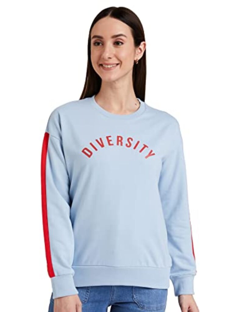 Amazon Brand - Symbol Women's Regular Cotton Blend Round Neck Sweatshirt (AW18WNSSW34_Sky Blue_S)