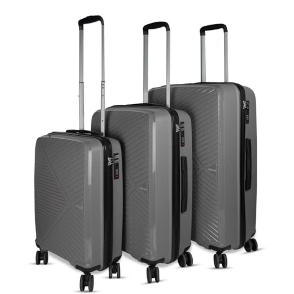 F Gear Eagle Pp03 Grey Hard-Sided Luggage Set of 3 Spinner Trolley Bags (50, 60 & 70 Cm)