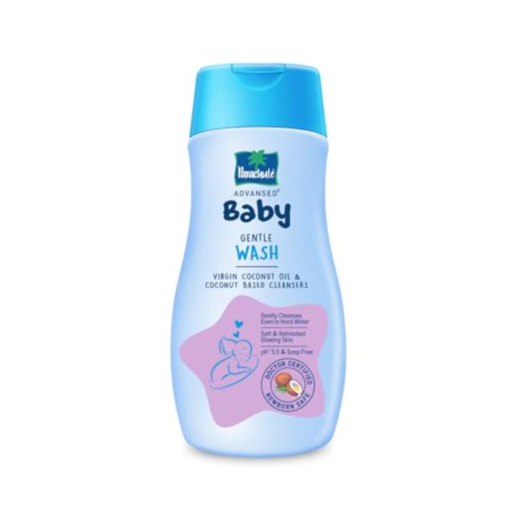 Parachute Advansed Baby Gentle Wash for New Born | Enriched with Virgin Coconut Oil | Gently cleanses in Hard water | Doctor certified | 200 ML