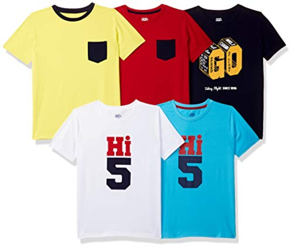 Amazon Brand - Jam & Honey Boy's Starred Regular Fit T-Shirt (JHSS20BTSHP510_Multicolor 13 2-3 Years)