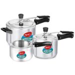 Home Pigeon by Stovekraft 2+3+5 Litre Combo Special Aluminium Inner Lid Non-Induction base Pressure Cooker (Silver) BIS Certified,Common lid for 2+3L