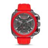 Diesel Silicone Analog Gray Dial Men Watch-Dz7368, Red Band