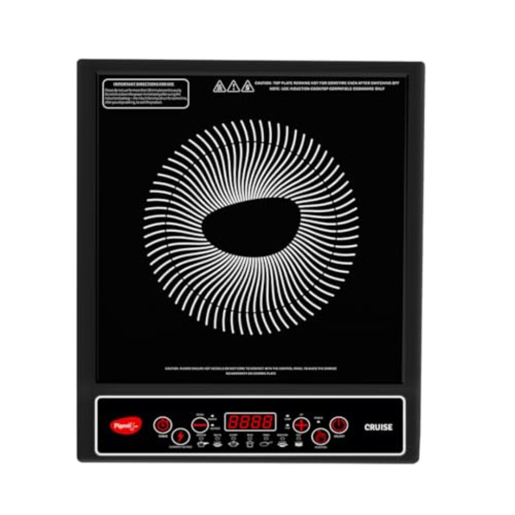 Pigeon by Stovekraft Cruise 1800 watt Induction Cooktop With Crystal Glass,7 Segments LED Display, Auto Switch Off - Black