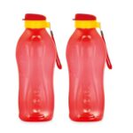 ATTRO Drinkware Gym 2-Liter BPA-Free Water Bottle with Leak-Proof Flip-Top Cap, Nylon Strap and Stylish for Daily Hydration- Red Set of 2