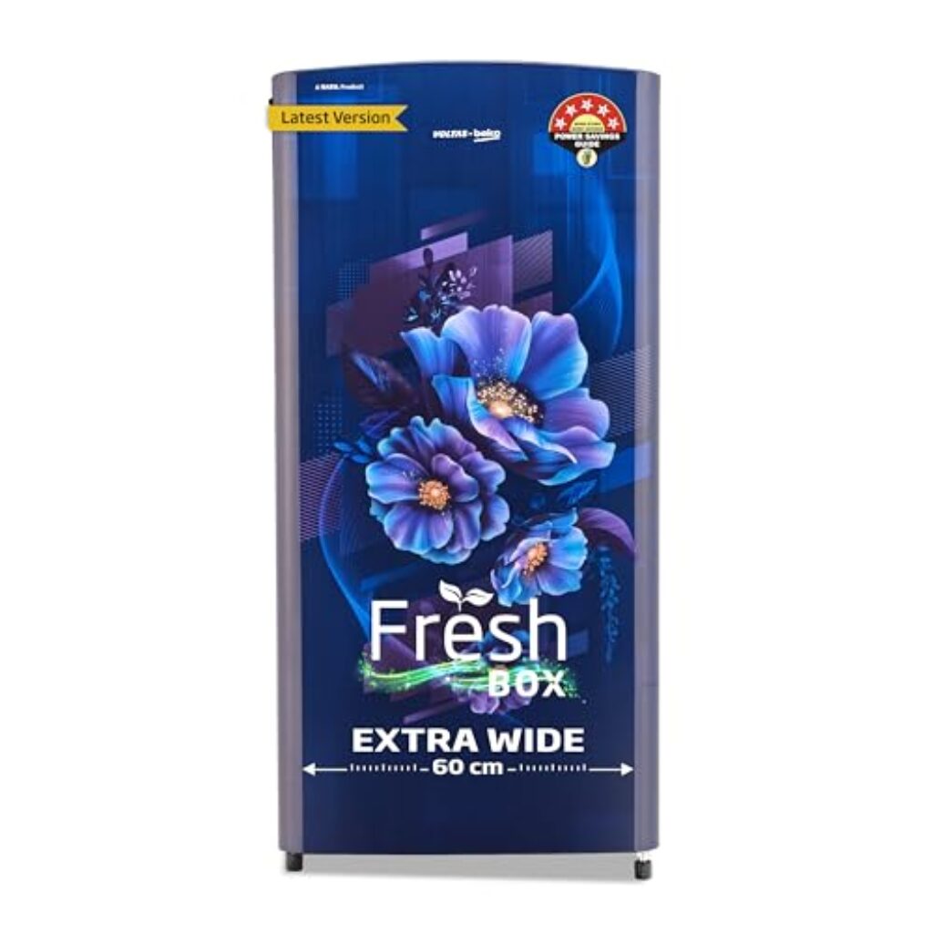 Voltas Beko, A Tata Product 183 L 5 Star Single Door Direct Cool Refrigerator with Quick Frezze (2024 New, RDC215A / W0BBRTM0000GO, Bonita Blue, Fresh Box Technology)