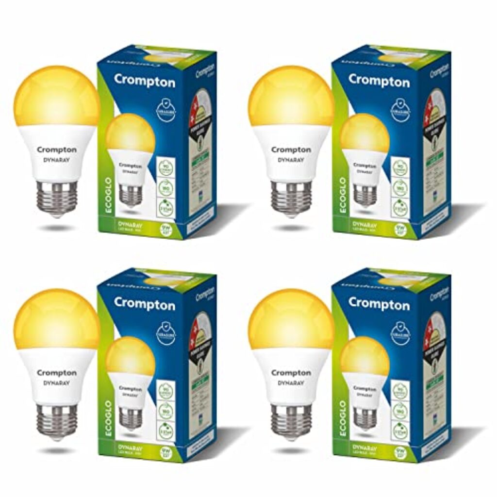 Crompton Dyna Ray 9W Round E27 LED Warm White Pack of 4