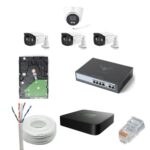 JK Vision 5MP CCTV IP Camera Full Set, 3 Bullet 1 Dome, 5 Channel NVR, 4 Port POE, 1TB Hard Disk, Cat6 Cable, 8 RJ45 Connector
