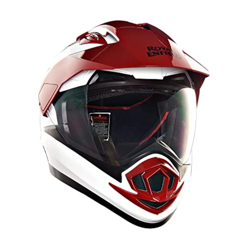 Royal Enfield DS Escapade ISI Certified Full Face Riding Helmet White & Red (XL) 60 Cm-High Impact Grade Thermoplastic & Vented EPS Liner for Superior Impact Protection and Durability