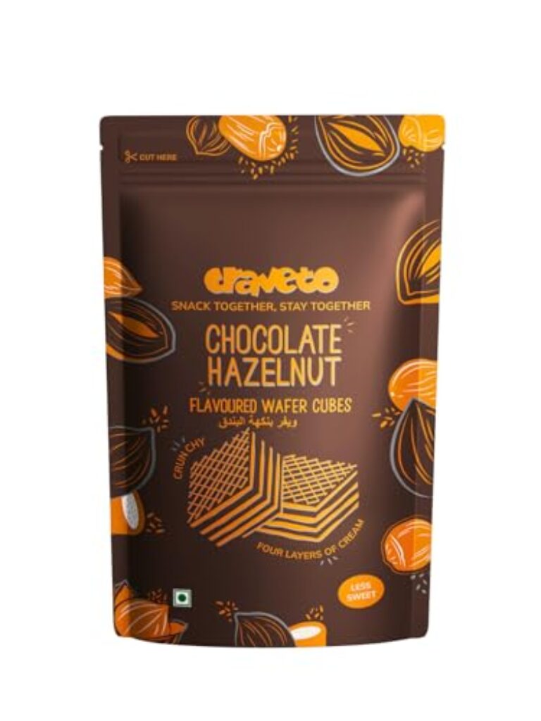 Craveto Chocolate Hazelnut Wafer Biscuit Cubes, Pack of 4 | 300g (4 x 75g Packs) | Wafer Layered with Chocolate & Hazelnut Cream