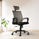 CELLBELL Desire C104 Mesh High Back Ergonomic Office Chair for Work from Home Metal Base Seat Height Adjustable Chair, Study Chair, Revolving Chair, Computer Chair- Grey