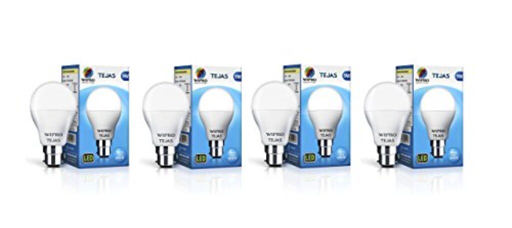 Wipro Tejas 9w LED Bulb for Home & Office |B22 LED Bulb Base |Cool Day White Light (6500K) |4Kv Surge Protection |High Voltage Protection |Eco Friendly Energy Efficient | Pack of 4