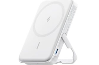 Anker 322 Magnetic Wireless Power Bank (MagGo), 5,000 mAh, with 12W USB C Output, with Mobile Stand, Compatible with iPhone15/15+/15 pro/15 pro max/ 14/13/12 & Android Series – White