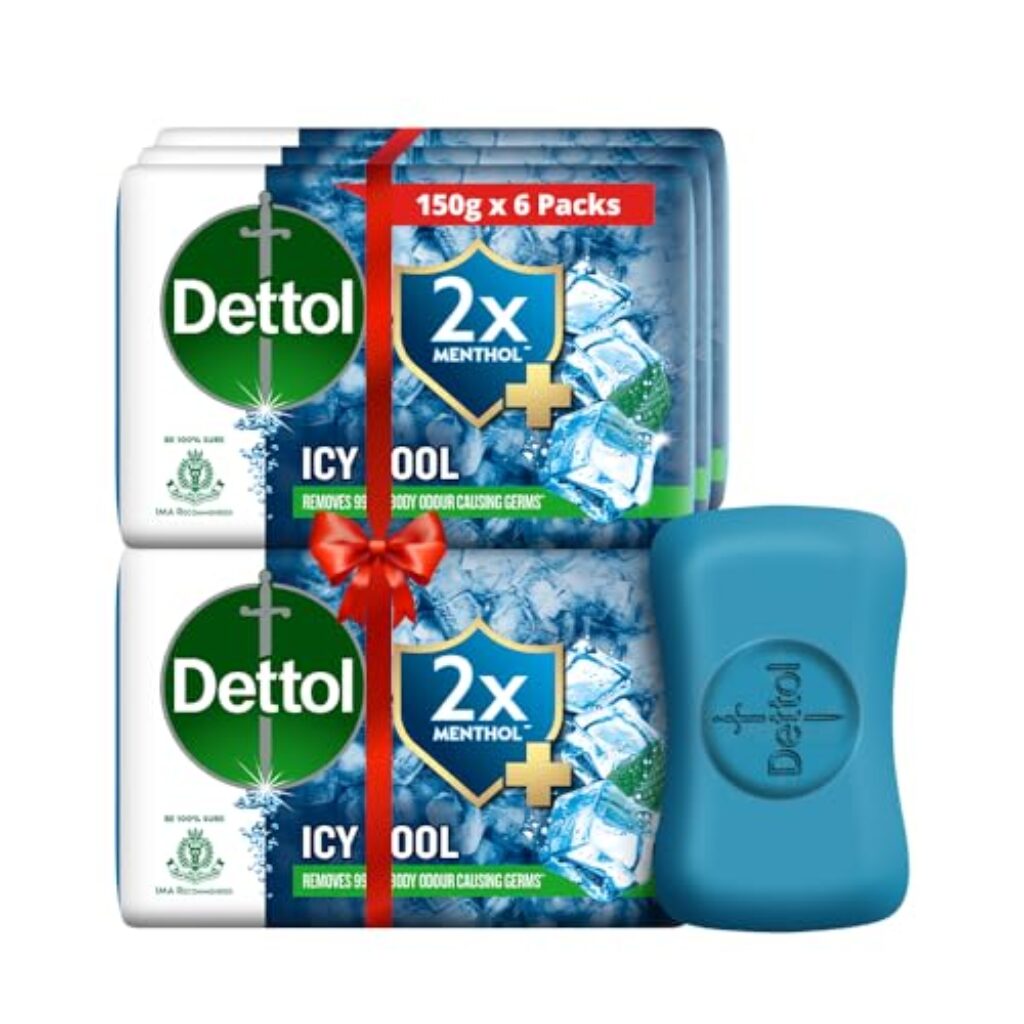 Icy Cool Bathing Soap Bar With 2X Menthol - 150gm each (Pack of 6)